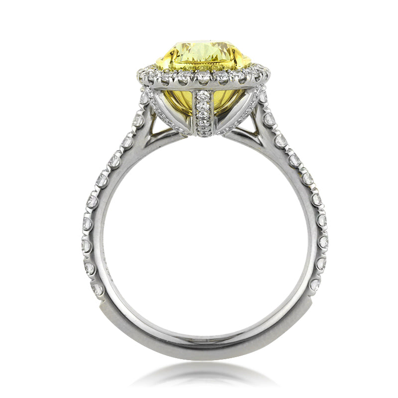 3.65ct Fancy Intense Yellow Pear Shaped Diamond Engagement Ring