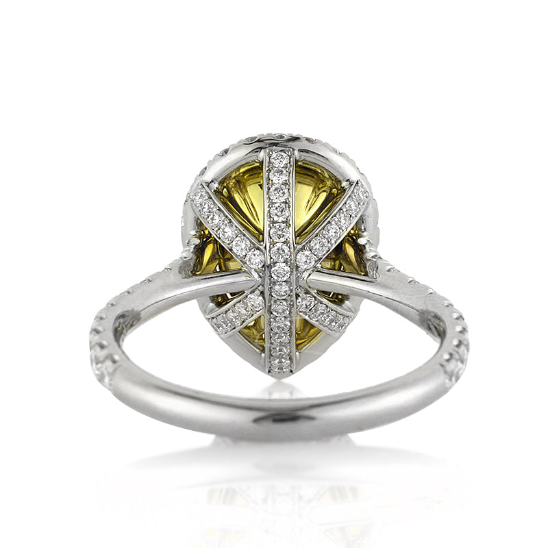 3.65ct Fancy Intense Yellow Pear Shaped Diamond Engagement Ring