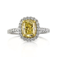 2.31ct Fancy Yellow Cushion Cut Diamond Engagement Ring
