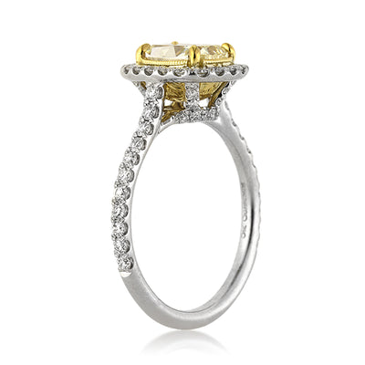 2.31ct Fancy Yellow Cushion Cut Diamond Engagement Ring