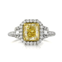 2.29ct Fancy Yellow Radiant Cut Diamond Engagement Ring