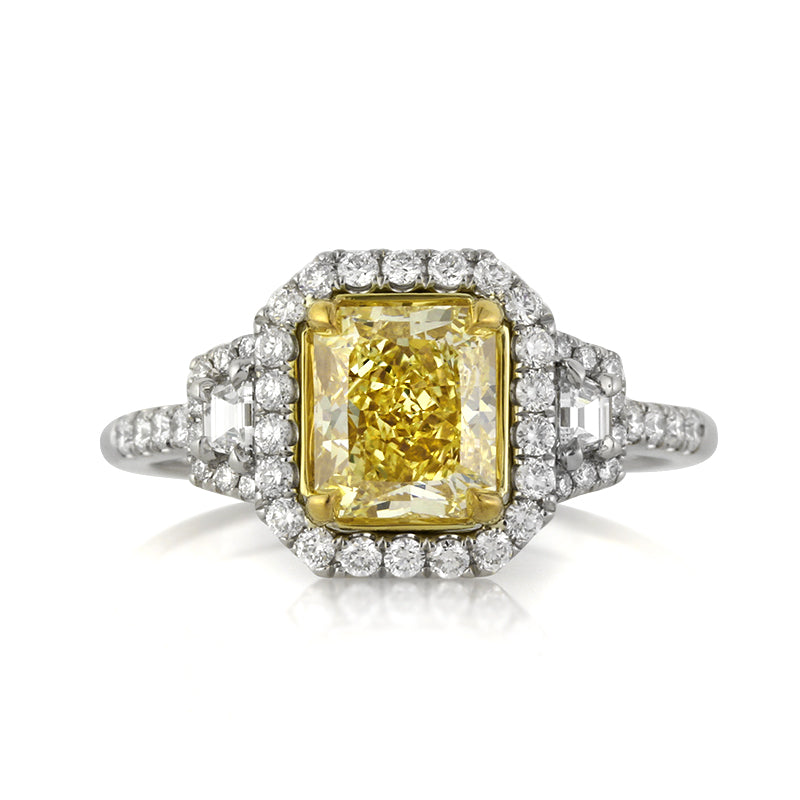 2.29ct Fancy Yellow Radiant Cut Diamond Engagement Ring