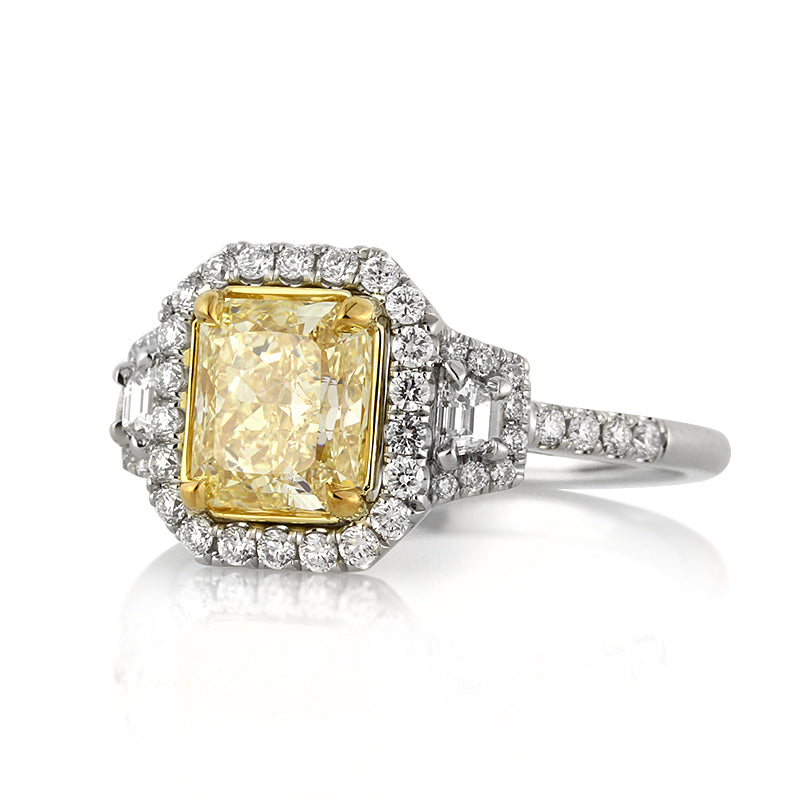2.29ct Fancy Yellow Radiant Cut Diamond Engagement Ring