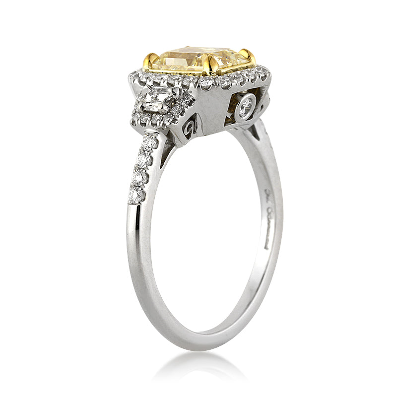 2.29ct Fancy Yellow Radiant Cut Diamond Engagement Ring