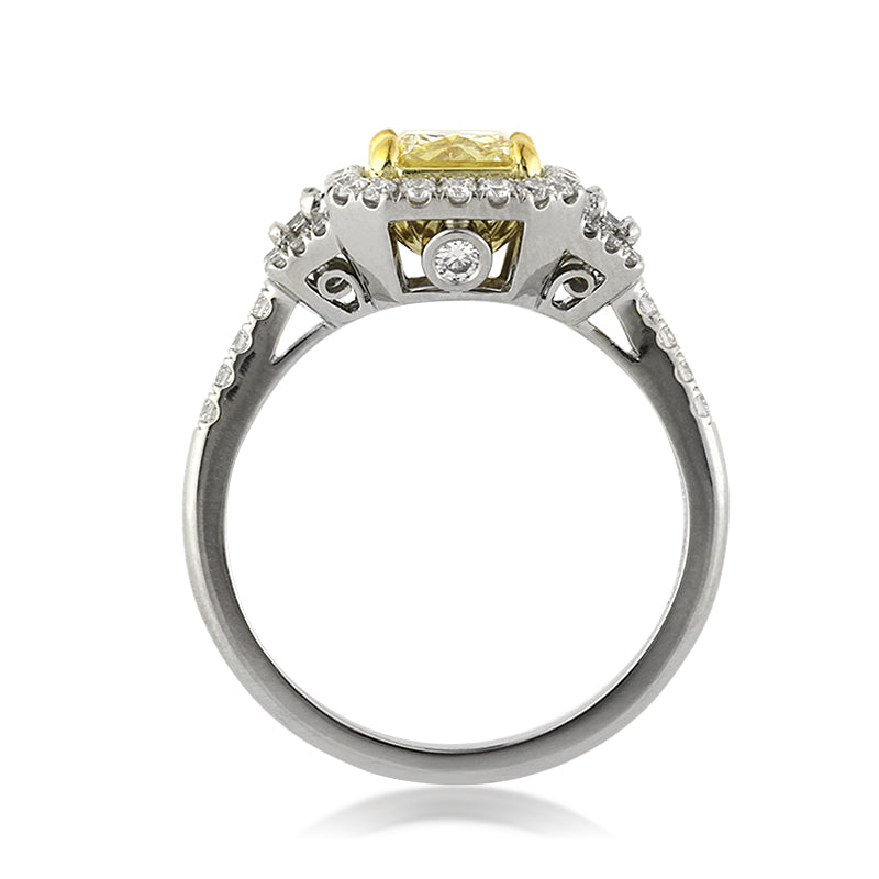 2.29ct Fancy Yellow Radiant Cut Diamond Engagement Ring