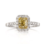 1.33ct Fancy Intense Yellow Radiant Cut Diamond Engagement Ring