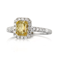 1.33ct Fancy Intense Yellow Radiant Cut Diamond Engagement Ring