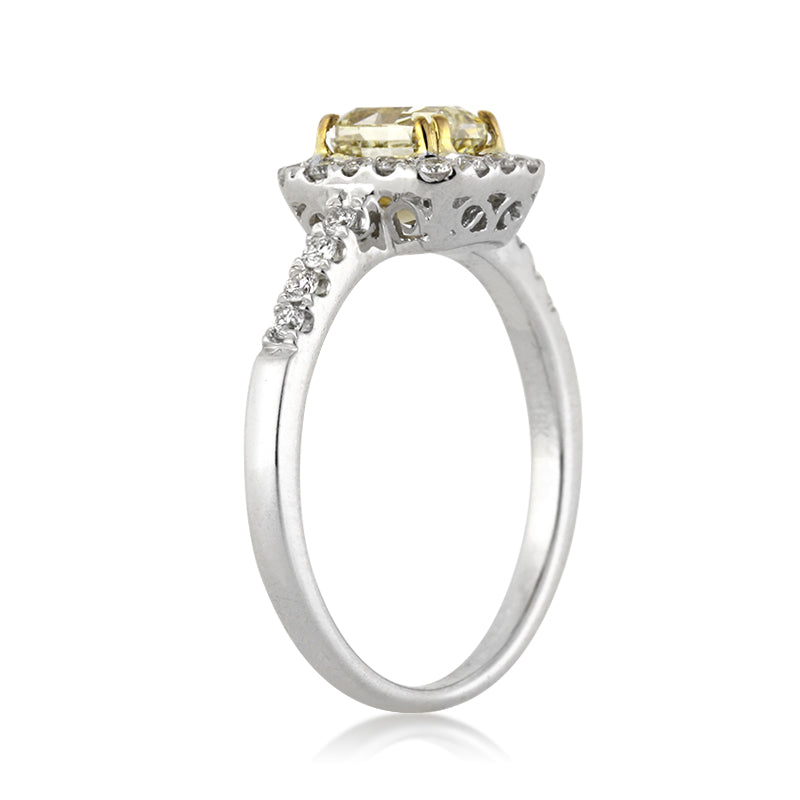 1.33ct Fancy Intense Yellow Radiant Cut Diamond Engagement Ring