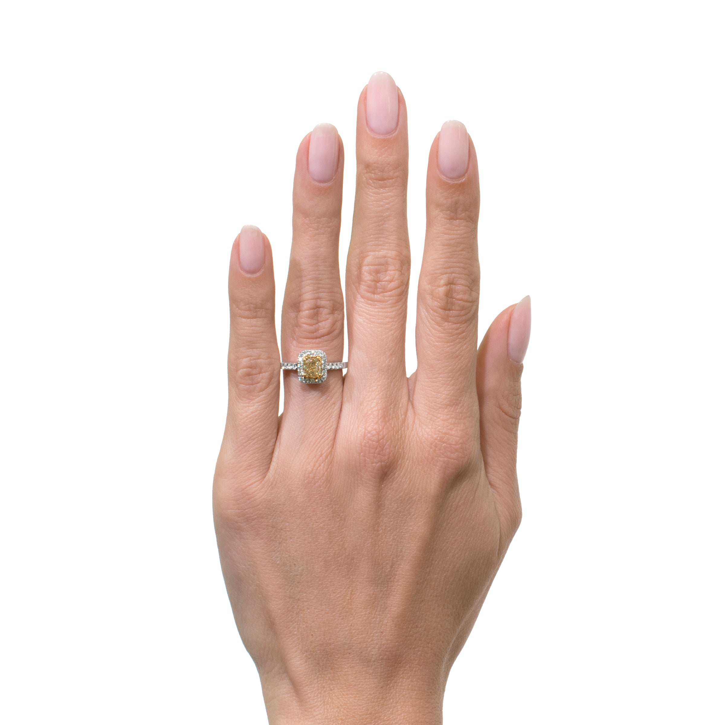 1.33ct Fancy Intense Yellow Radiant Cut Diamond Engagement Ring