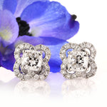 1.52ct Cushion Cut Diamond Flower Stud Earrings