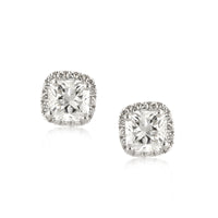 1.26ct Cushion Cut Diamond Halo Stud Earrings