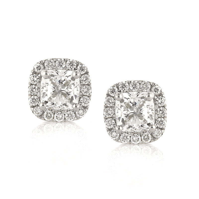 1.36ct Cushion Cut Diamond Stud Earrings