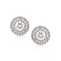 1.00ct Round Brilliant Cut Diamond Double Halo Stud Earrings