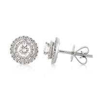 1.00ct Round Brilliant Cut Diamond Double Halo Stud Earrings