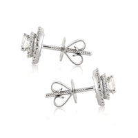 1.00ct Round Brilliant Cut Diamond Double Halo Stud Earrings