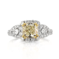 2.92ct Fancy Light Yellow Radiant Cut Diamond Engagement Ring