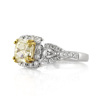 2.92ct Fancy Light Yellow Radiant Cut Diamond Engagement Ring