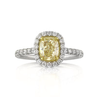 1.96ct Fancy Intense Yellow Cushion Cut Diamond Engagement Ring