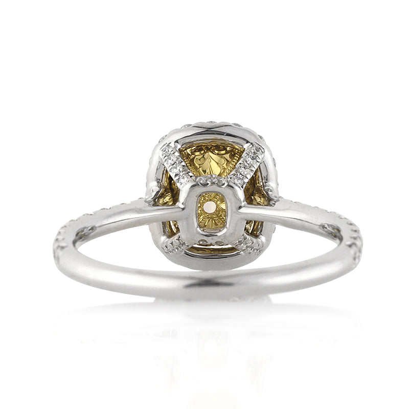 1.96ct Fancy Intense Yellow Cushion Cut Diamond Engagement Ring