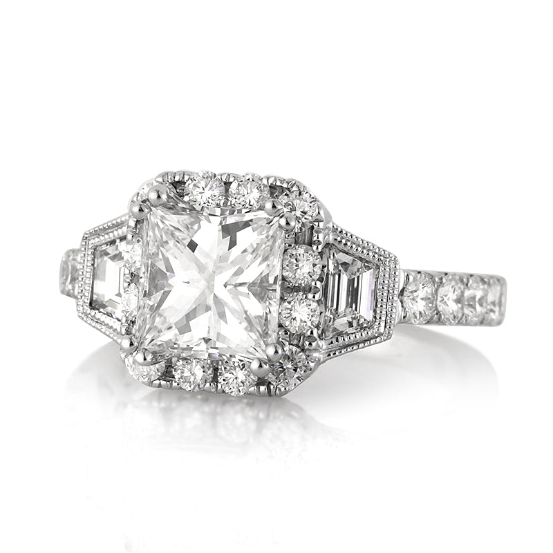 3.49ct Princess Cut Diamond Engagement Ring