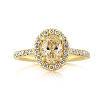 1.70ct Fancy Light Yellow Oval Cut Diamond Engagement Ring