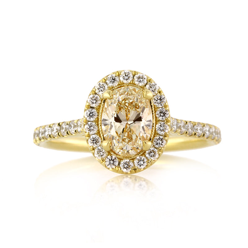 1.70ct Fancy Light Yellow Oval Cut Diamond Engagement Ring