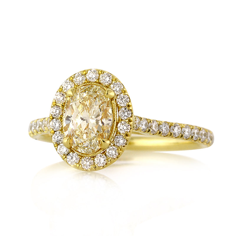 1.70ct Fancy Light Yellow Oval Cut Diamond Engagement Ring