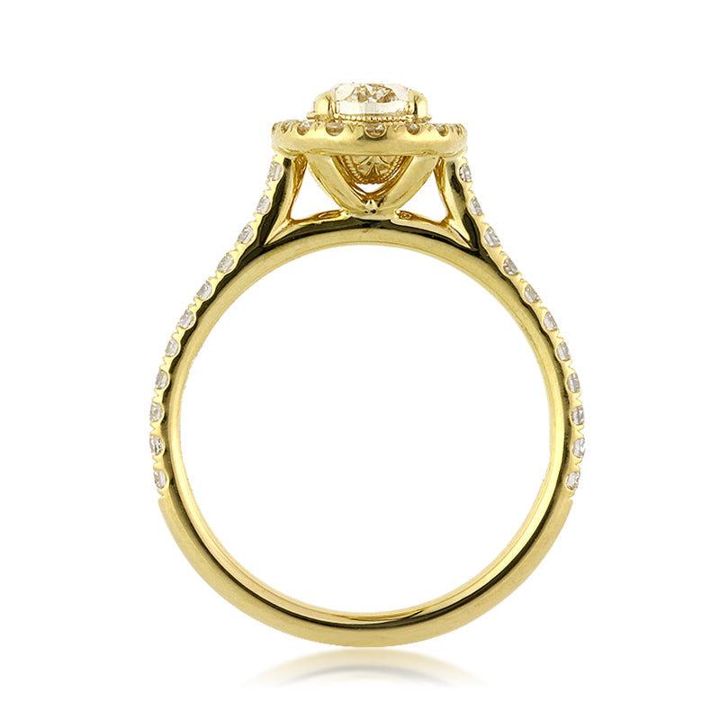 1.70ct Fancy Light Yellow Oval Cut Diamond Engagement Ring