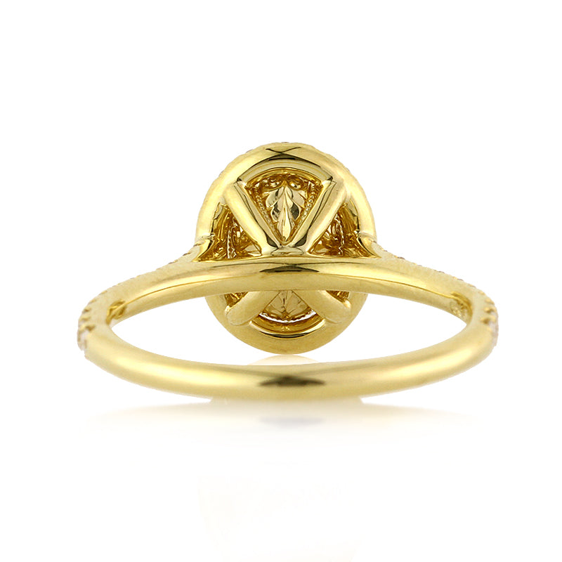 1.70ct Fancy Light Yellow Oval Cut Diamond Engagement Ring