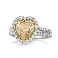 3.05ct Fancy Yellow Heart Shaped Diamond Engagement Ring