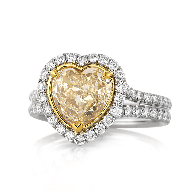 3.05ct Fancy Yellow Heart Shaped Diamond Engagement Ring