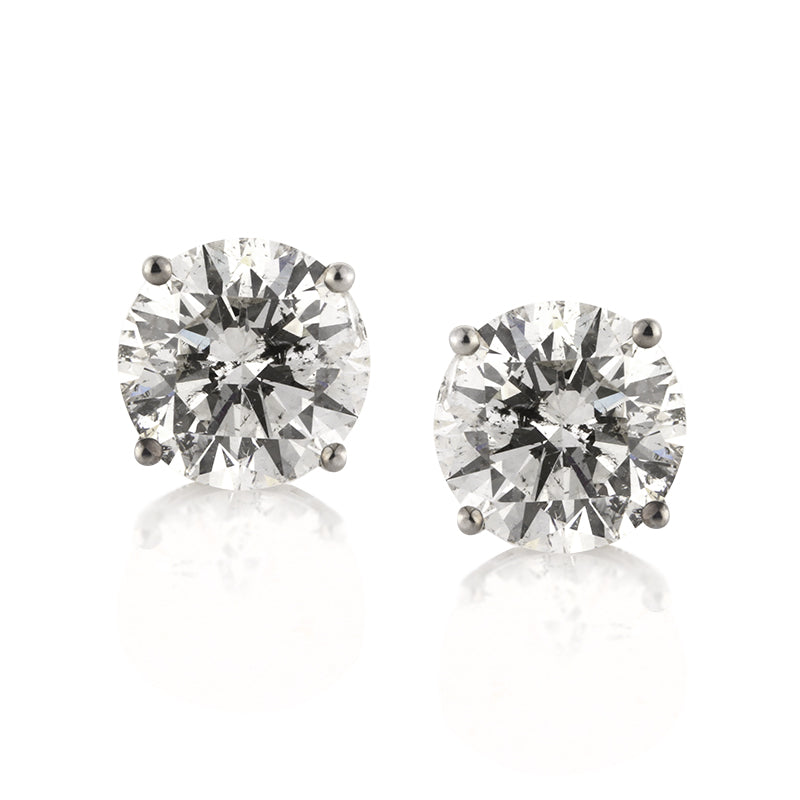 4.10ct Round Brilliant Cut Diamond Stud Earrings