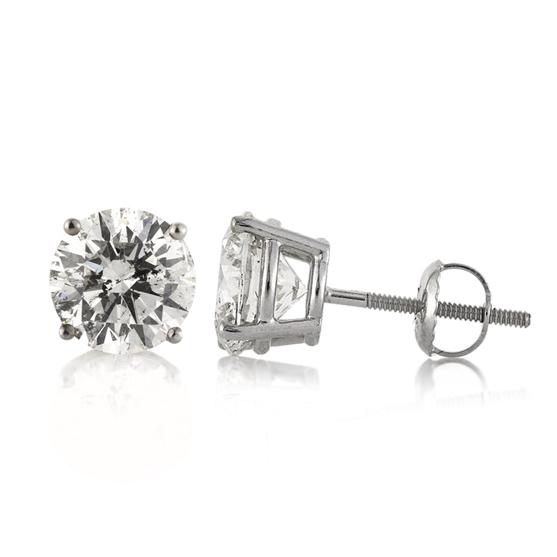 4.10ct Round Brilliant Cut Diamond Stud Earrings