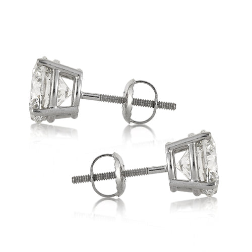 4.10ct Round Brilliant Cut Diamond Stud Earrings
