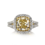 4.28ct Fancy Light Yellow Cushion Cut Diamond Engagement Ring