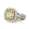 4.28ct Fancy Light Yellow Cushion Cut Diamond Engagement Ring