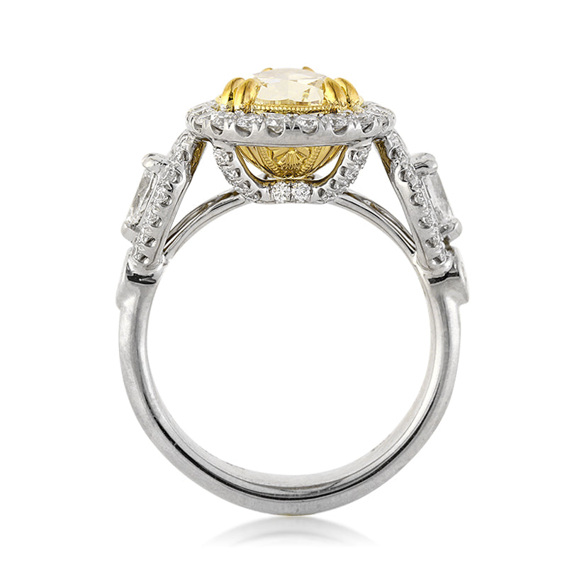 3.37ct Fancy Intense Yellow Pear Shaped Diamond Engagement Ring