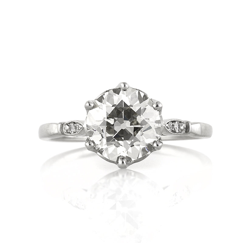 2.12ct Antique European Round Cut Diamond Engagement Ring