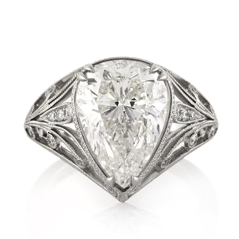 5.38ct Pear Shaped Diamond Engagement Ring