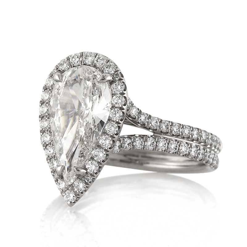 3.01ct Pear Shaped Diamond Engagement Ring