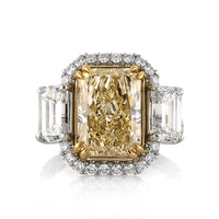 7.35ct Fancy Light Yellow Radiant Cut Diamond Engagement Ring