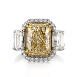 7.35ct Fancy Light Yellow Radiant Cut Diamond Engagement Ring