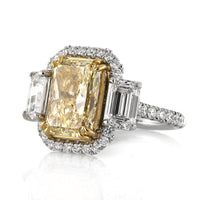 7.35ct Fancy Light Yellow Radiant Cut Diamond Engagement Ring