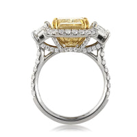 7.35ct Fancy Light Yellow Radiant Cut Diamond Engagement Ring