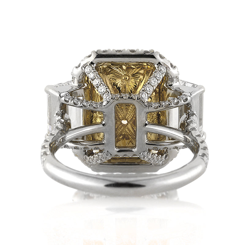7.35ct Fancy Light Yellow Radiant Cut Diamond Engagement Ring