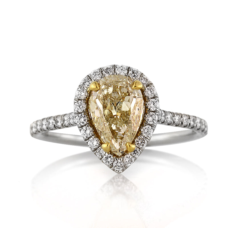 1.94ct Fancy Light Yellow Pear Shaped Diamond Engagement Ring