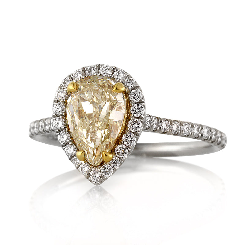 1.94ct Fancy Light Yellow Pear Shaped Diamond Engagement Ring