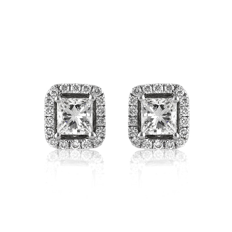 1.04ct Princess Cut Diamond Stud Earrings