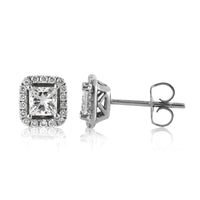 1.04ct Princess Cut Diamond Stud Earrings