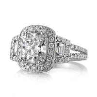 3.31ct Cushion Cut Diamond Engagement Ring